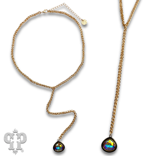 Y-chain necklace with crystal drop