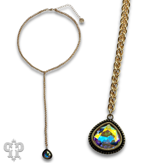 Y-chain necklace with crystal drop