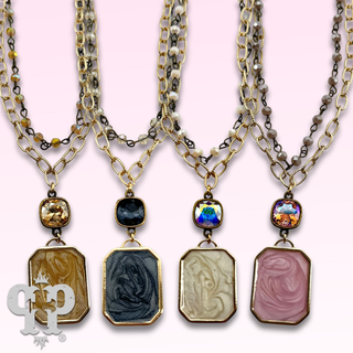 Double strand necklace with Austrian crystal pendant