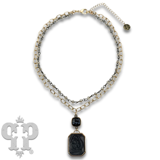 Double strand necklace with Austrian crystal pendant