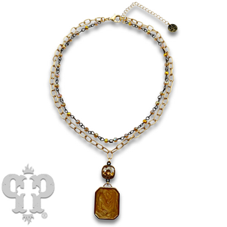 Double strand necklace with Austrian crystal pendant