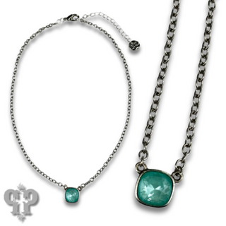 Austrian square crystal chain necklace, 10mm
