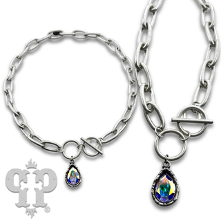 Austrian crystal teardrop chain necklace