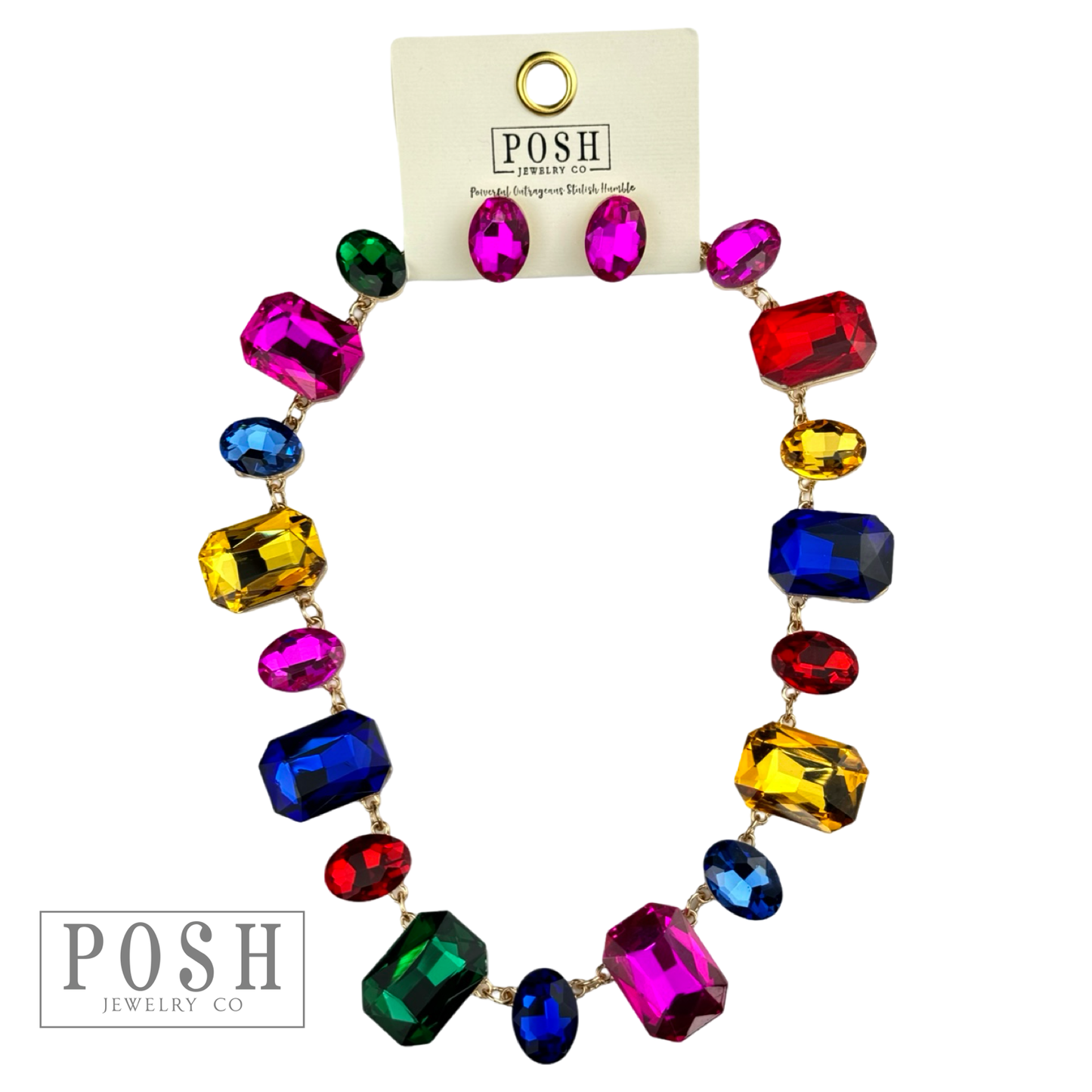 Mixed size rhinestone necklace set
