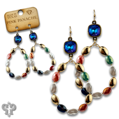 Oval bead teardrop earring with Austrian crystal