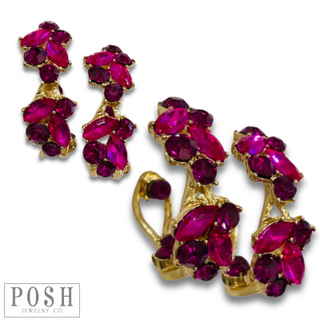 Rhinestone flower hoop earring
