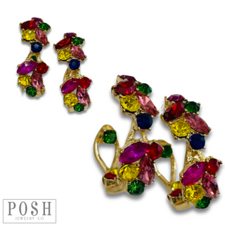 Rhinestone flower hoop earring