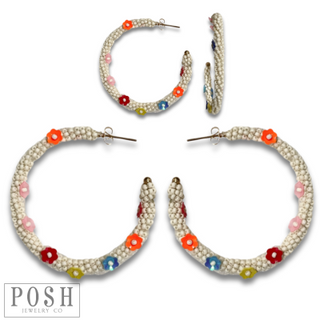 Seed bead hoop earring, last call