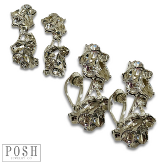Rhinestone flower hoop earring