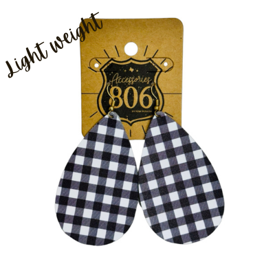 Buffalo plaid print teardrop earring, last call
