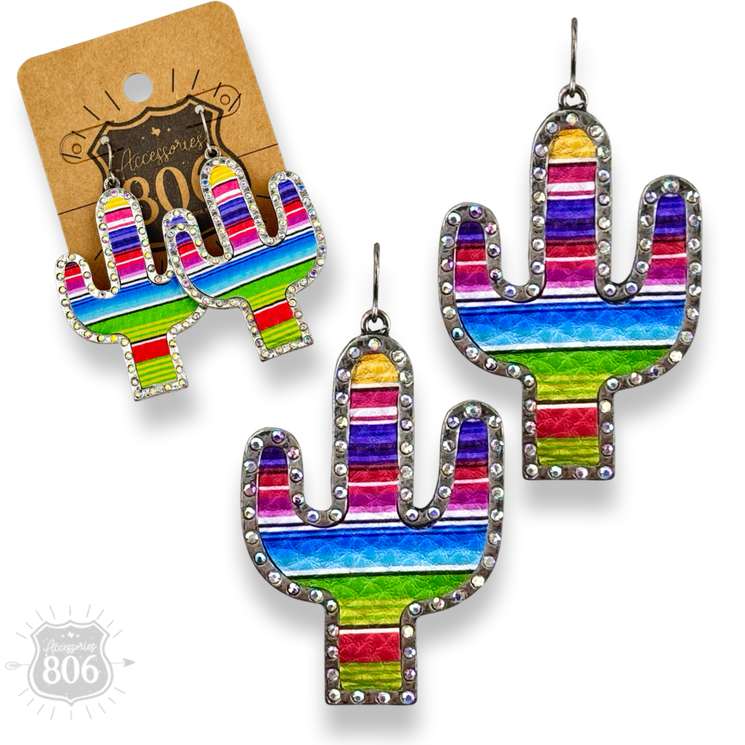 Multi-color zig zag cactus earring, last call