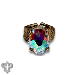Oval rhinestone ring