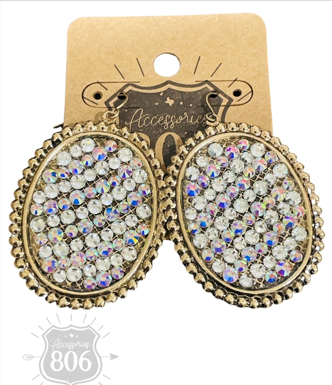 Rhinestone filled oval earring