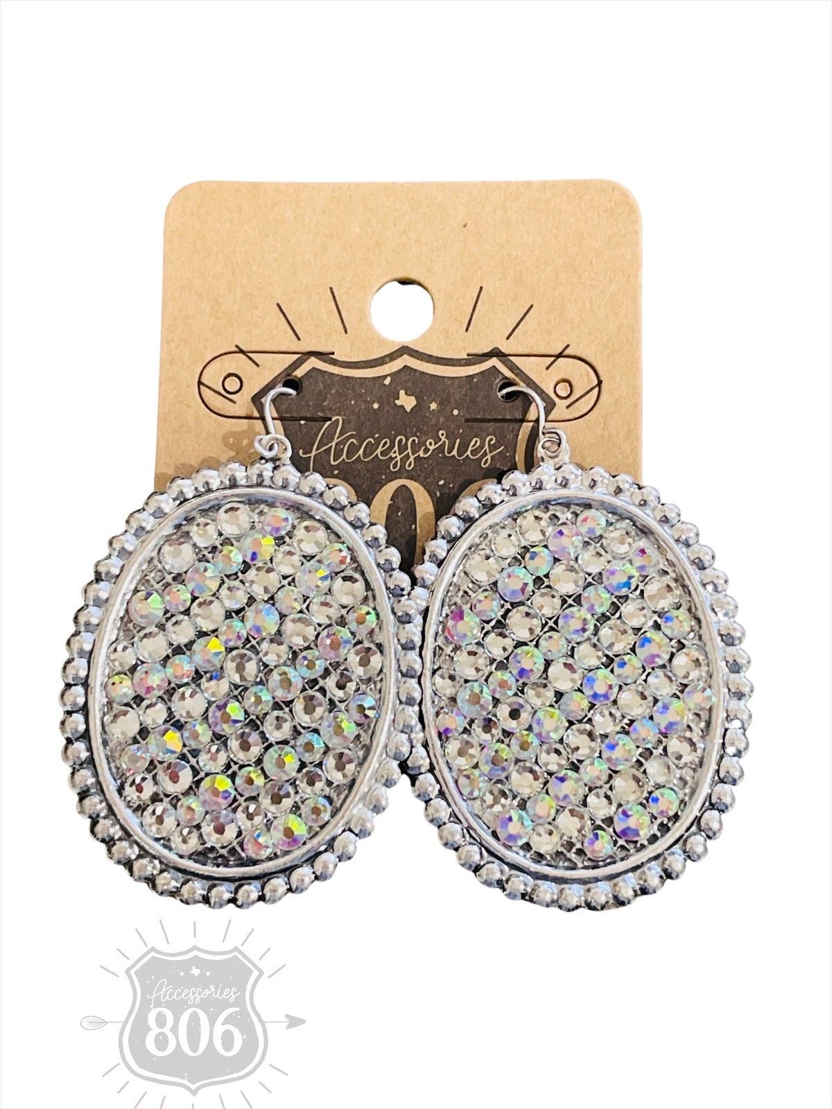 Rhinestone filled oval earring