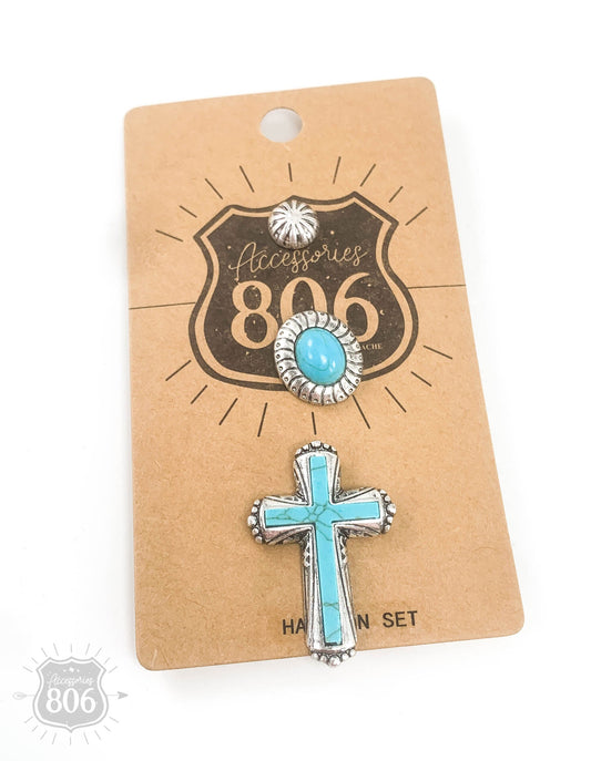 Cross hat pin set