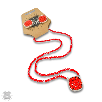 Crystal necklace, seed bead pendant set, last call