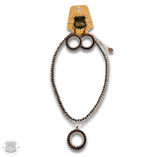 Burnished bead and pendant necklace set