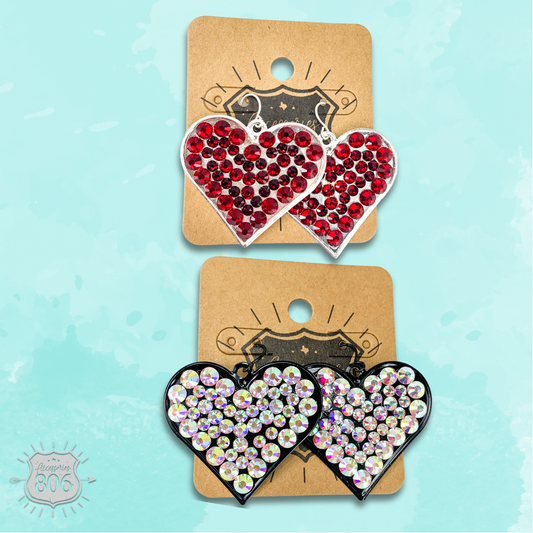 Rhinestone filled heart earring