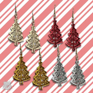 Glittered Christmas tree earring, last call