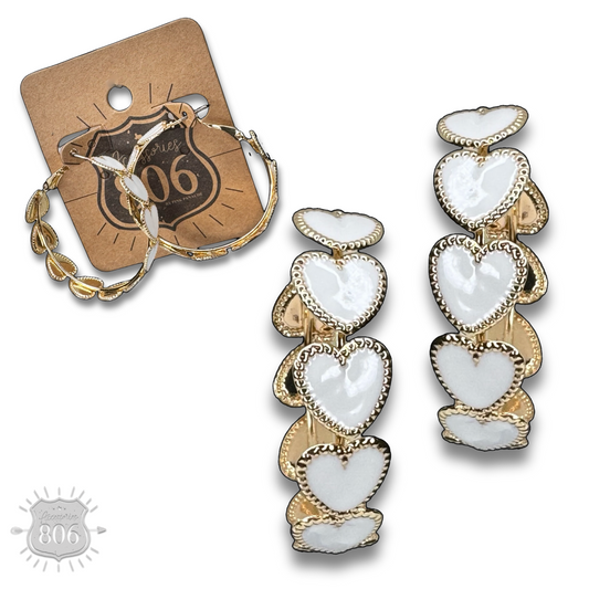 Enamel heart hoop earring