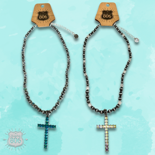 Rhinestone cross necklace
