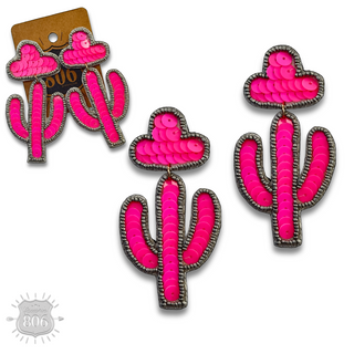 Cactus and sombrero sequin earring