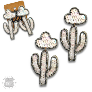 Cactus and sombrero sequin earring