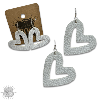 Pebbled leather heart earring