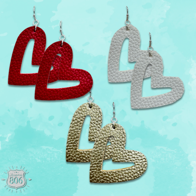 Pebbled leather heart earring