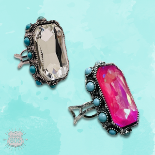 Rhinestone and bead studded ring