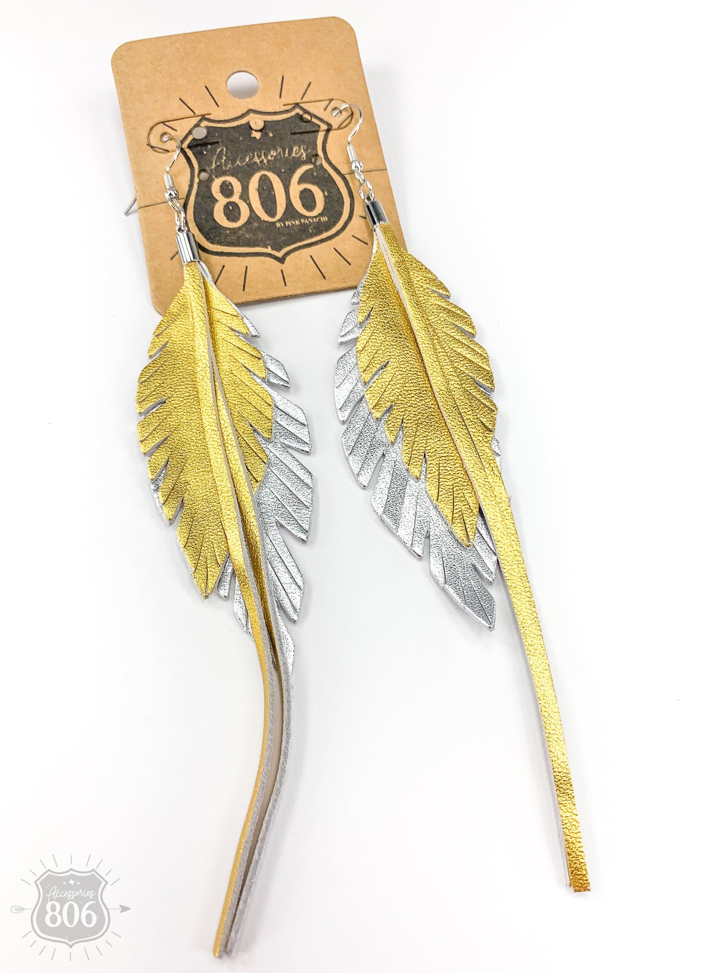 Genuine leather feather earring, last call