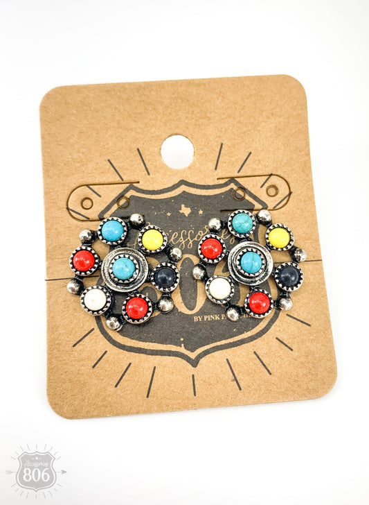 Multi-color stone post earrings, last call