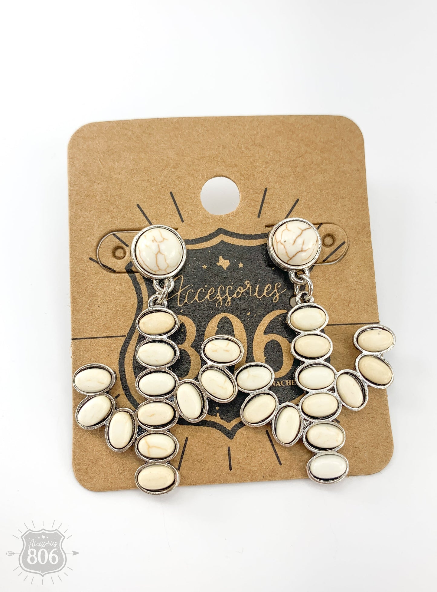 White stone cactus post earring, last call