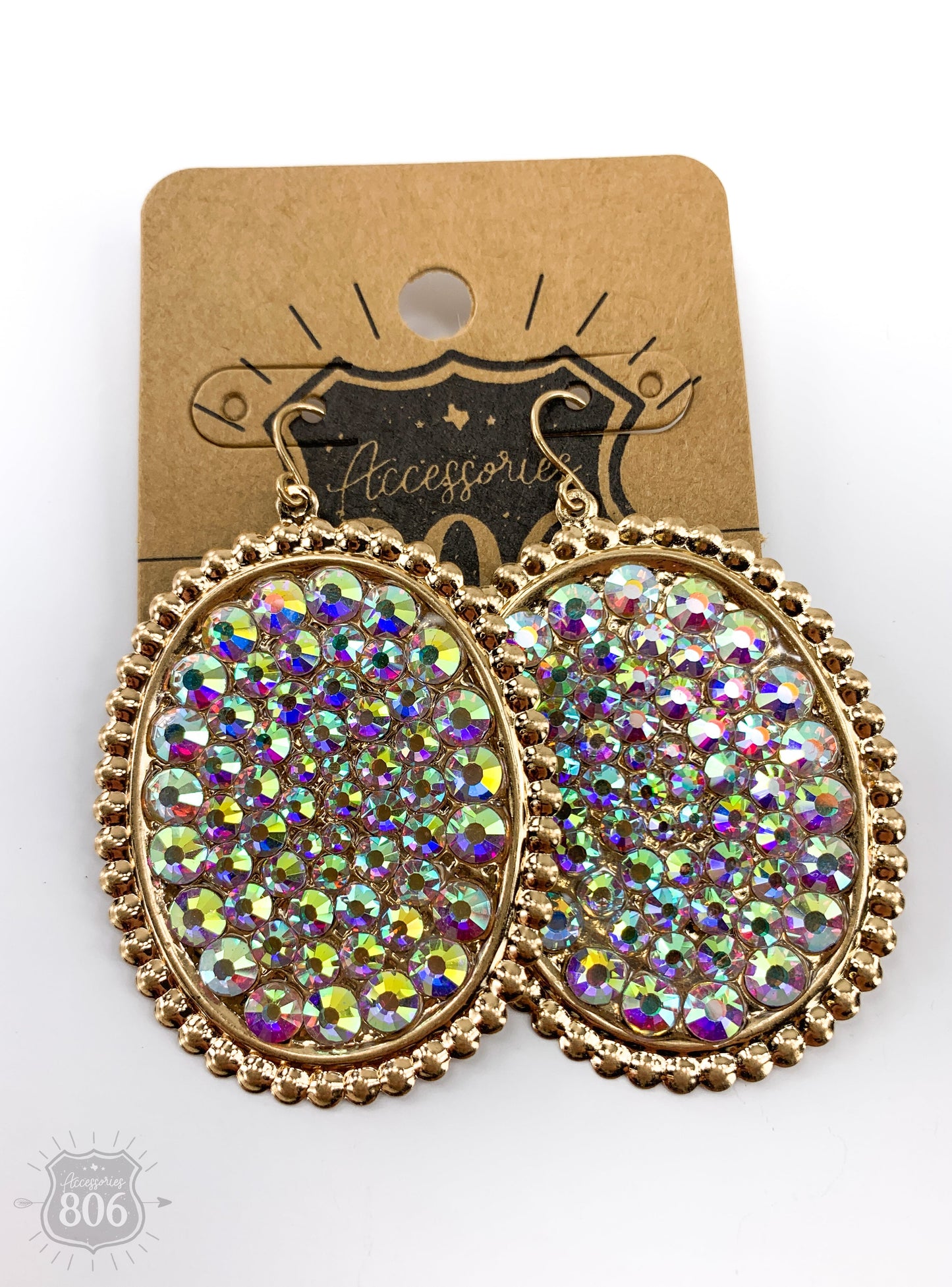 Rhinestone filled oval earring