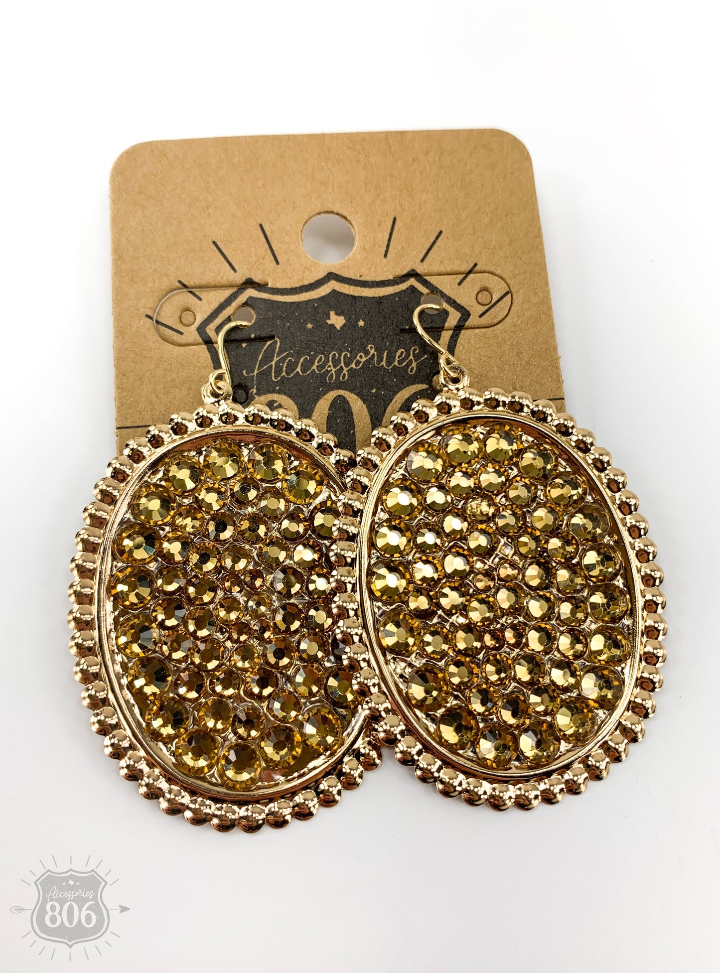 Rhinestone filled oval earring