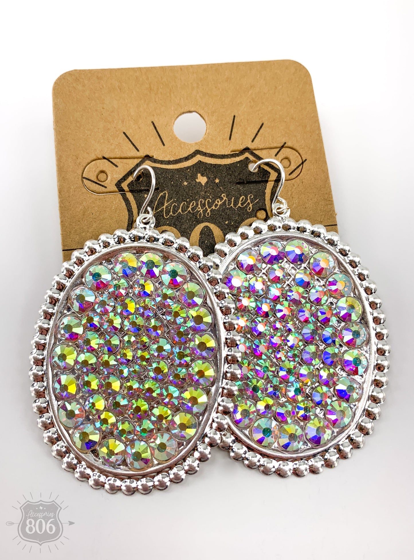 Rhinestone filled oval earring