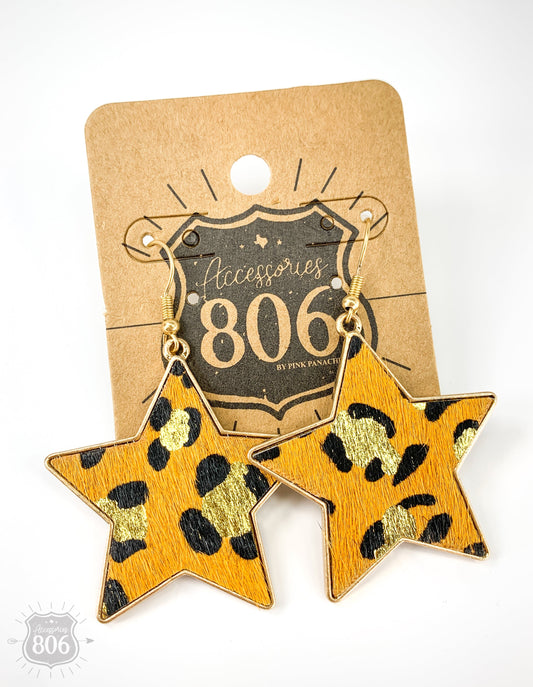 Leopard print star earring, last call