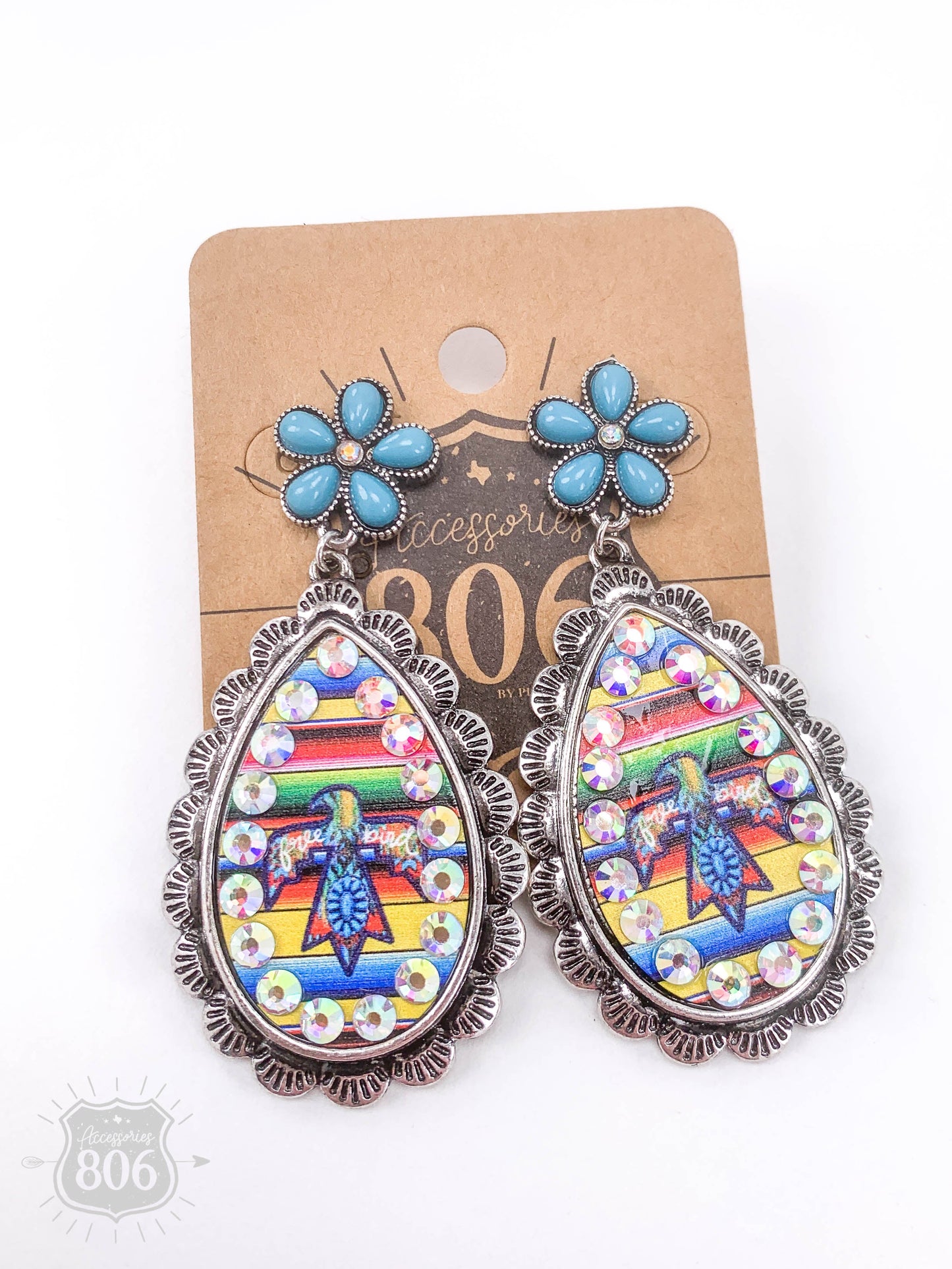 Flower post and inlay teardrop earring, last call