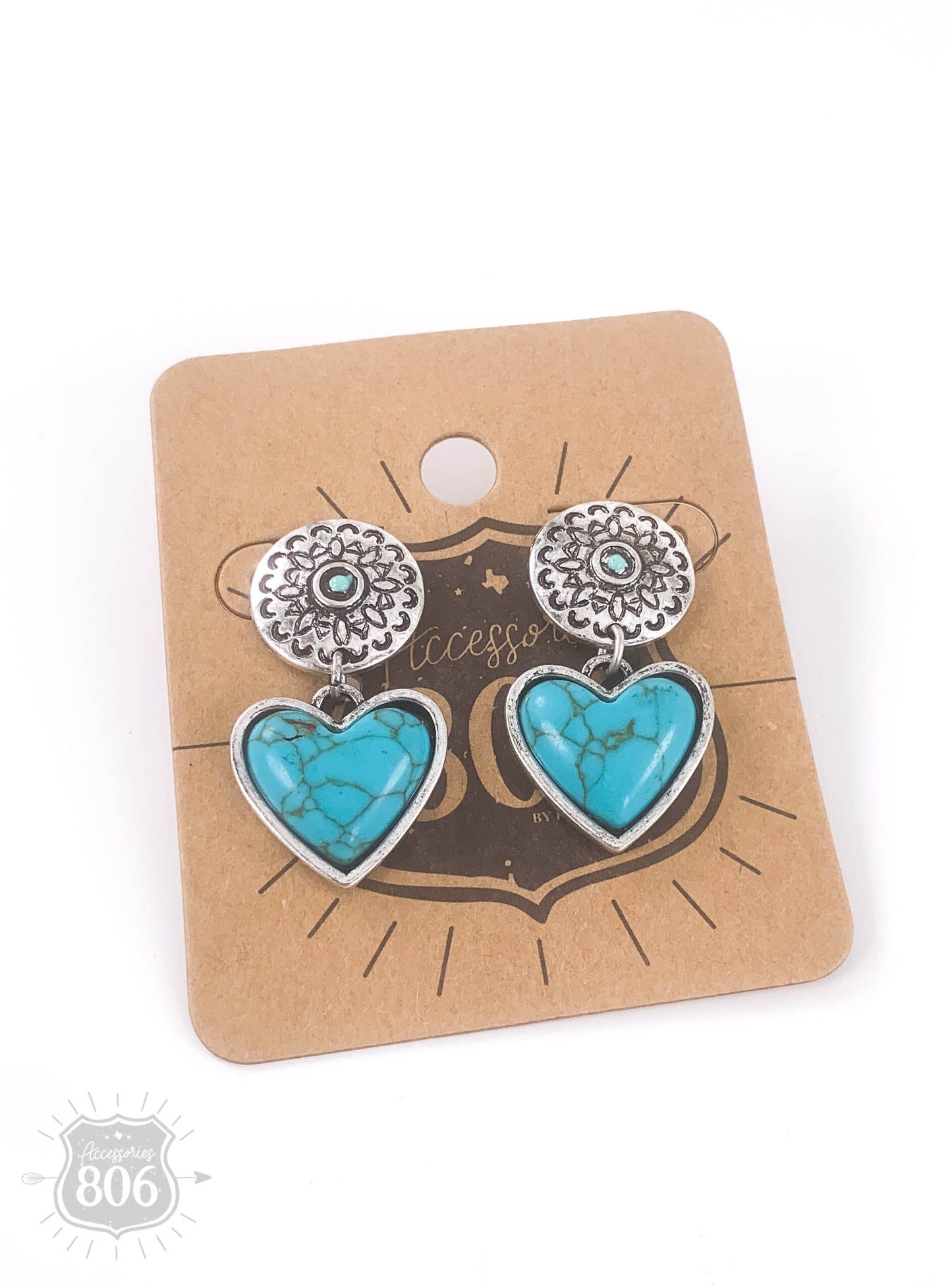 Stone heart drop post earring, last call