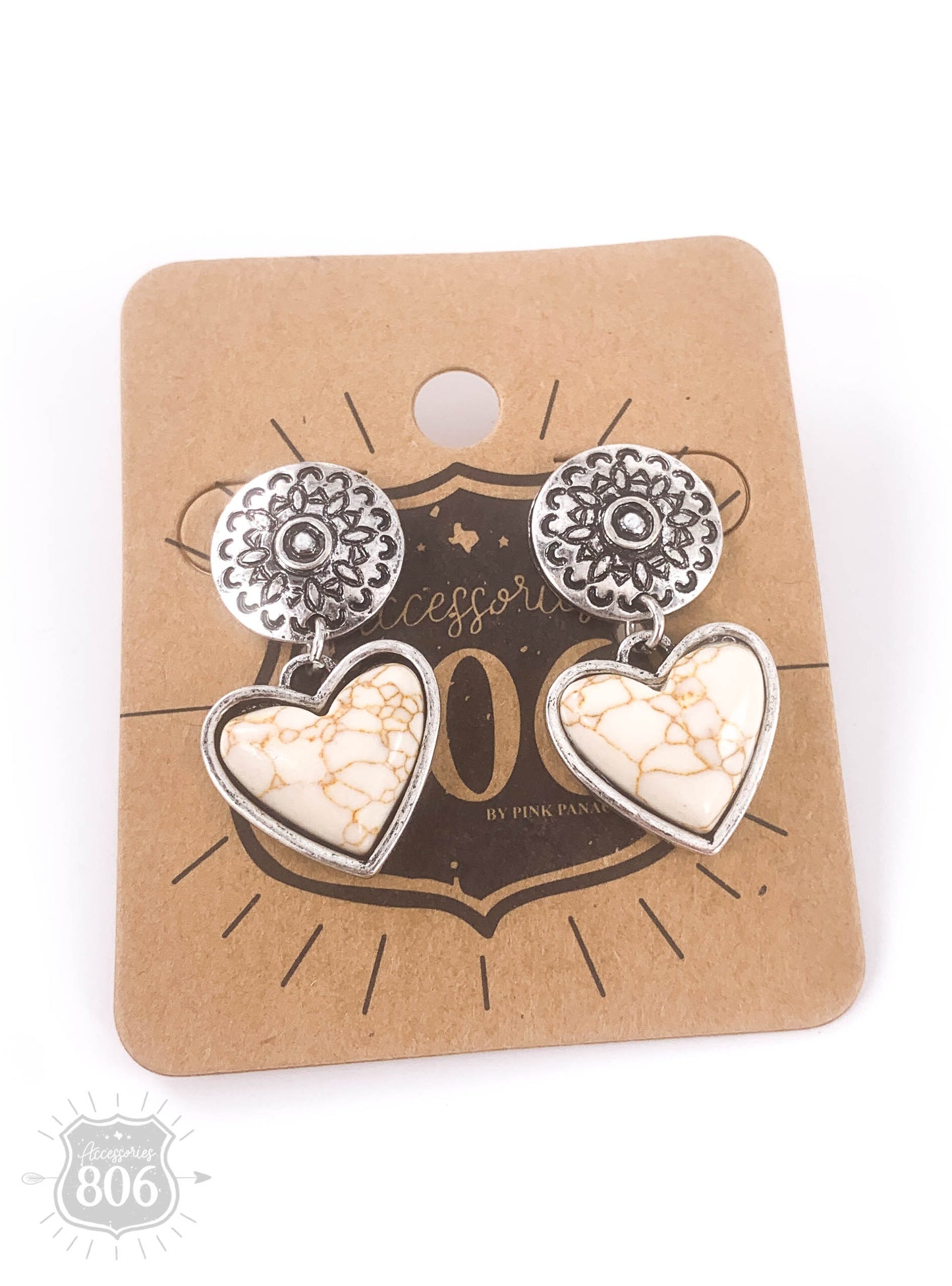 Stone heart drop post earring, last call