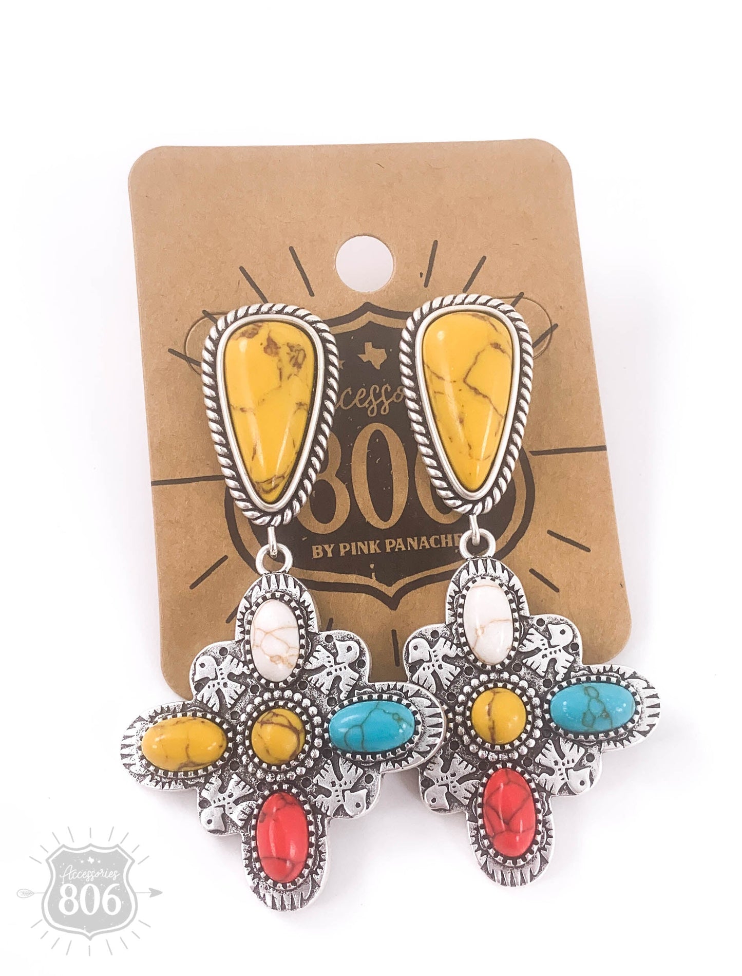 Multi-color four point cross earring, last call