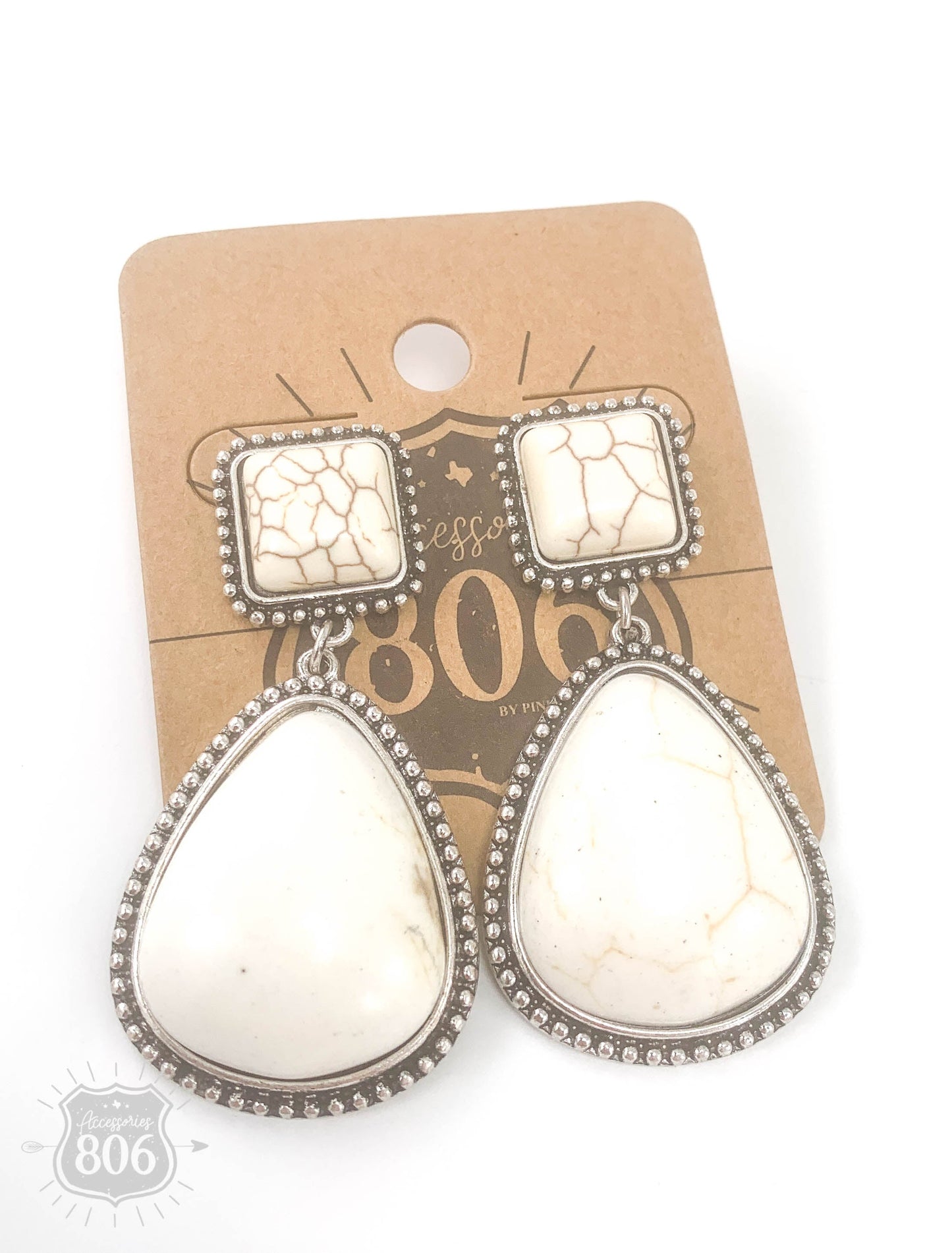 White stone teardrop earring, last call