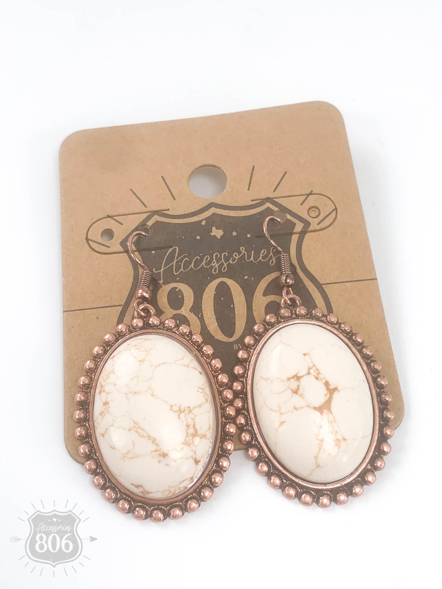 Oval stone earring