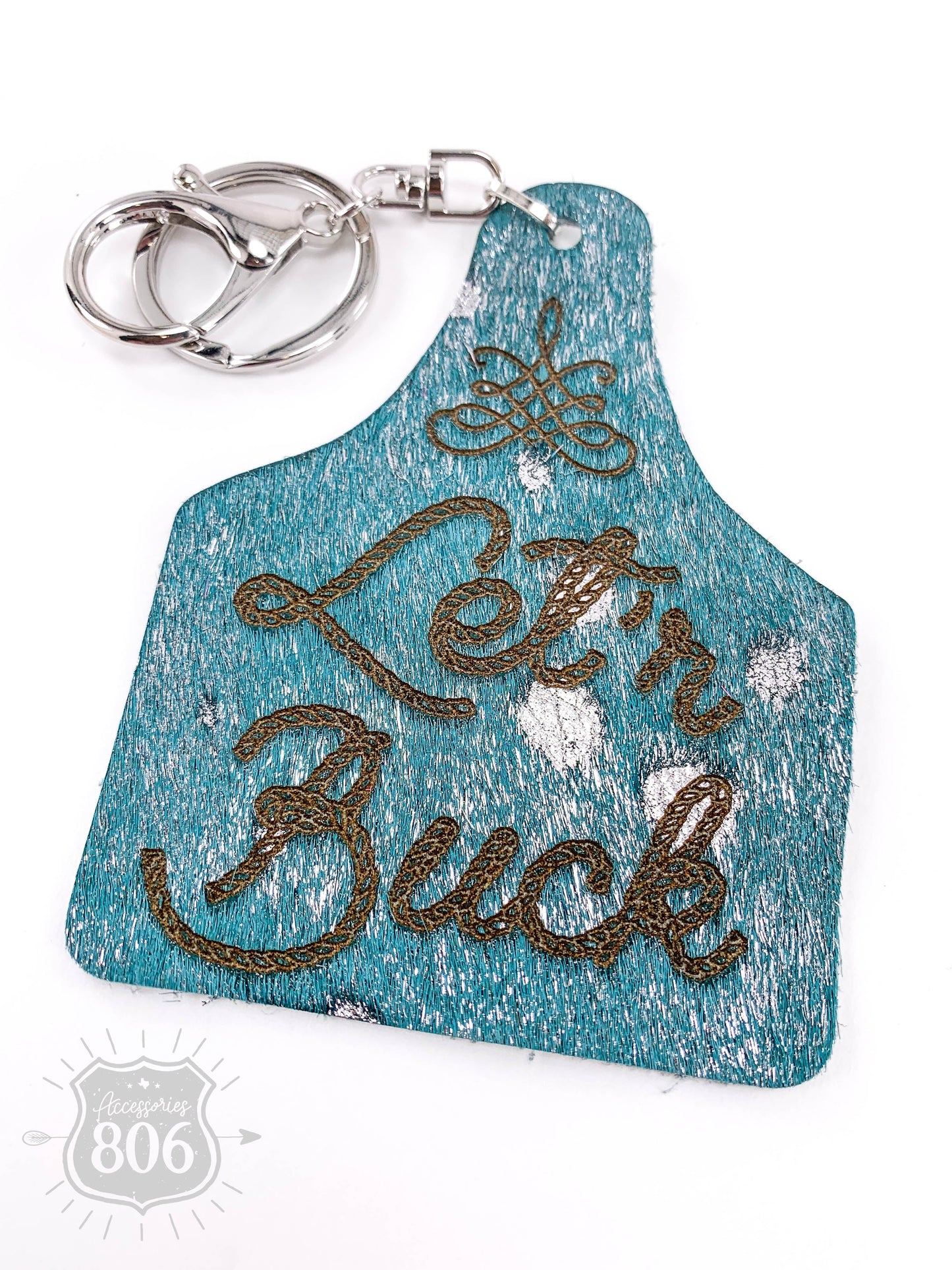 Let'r Buck ear tag Keychain, last call