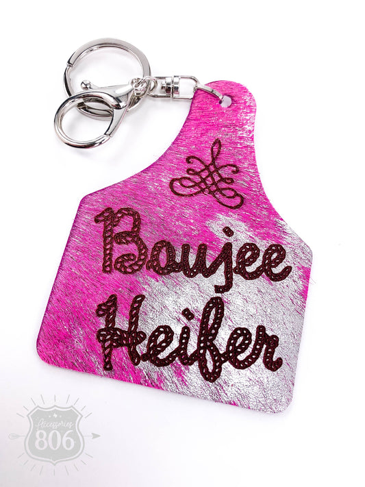 Boujee Heifer boot stitch keychain, last call