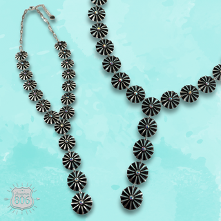 Starburst concho Y necklace with iridescent rhinestones