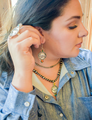 Buffalo coin earring