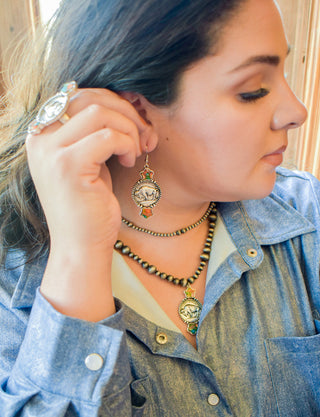 Buffalo coin earring