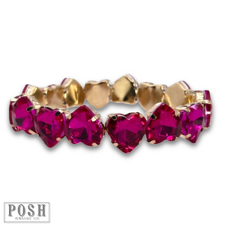 Heart rhinestone stretch bracelet