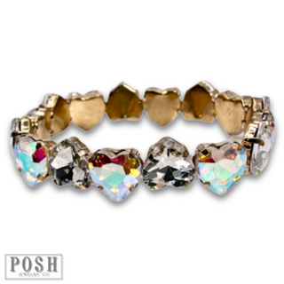 Heart rhinestone stretch bracelet